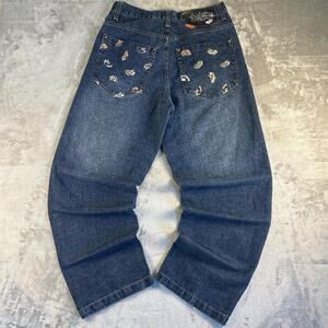 Vintage Southpole Embroidered Jeans Mens 34 Blue Baggy Y2K Grail